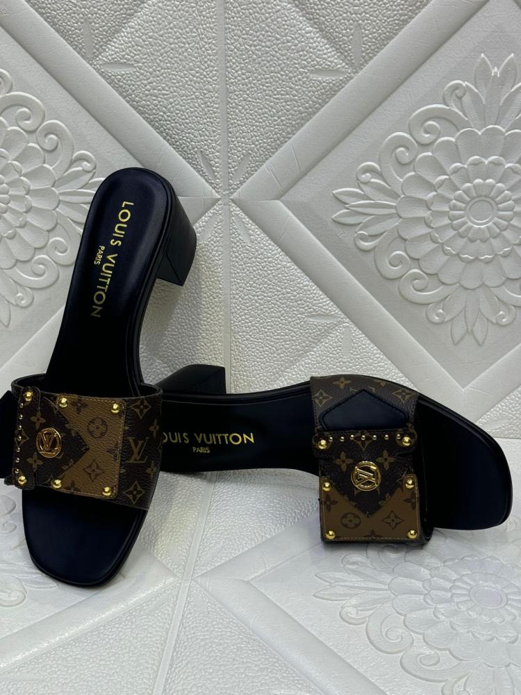 Louis Vuitton Women's Comfort Leather Brown and Gold Heels
