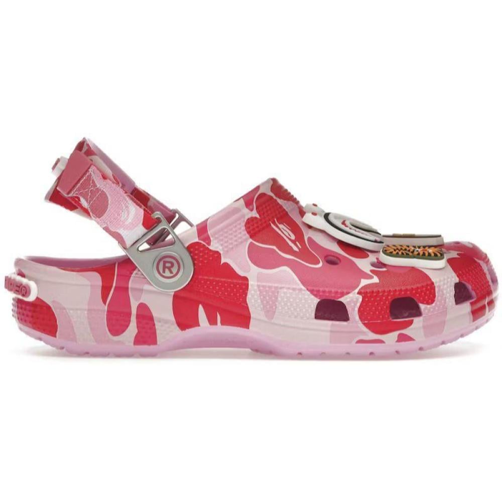 Crocs Women's Classic Bathing Ape ABC Clog Camo Pink and Red