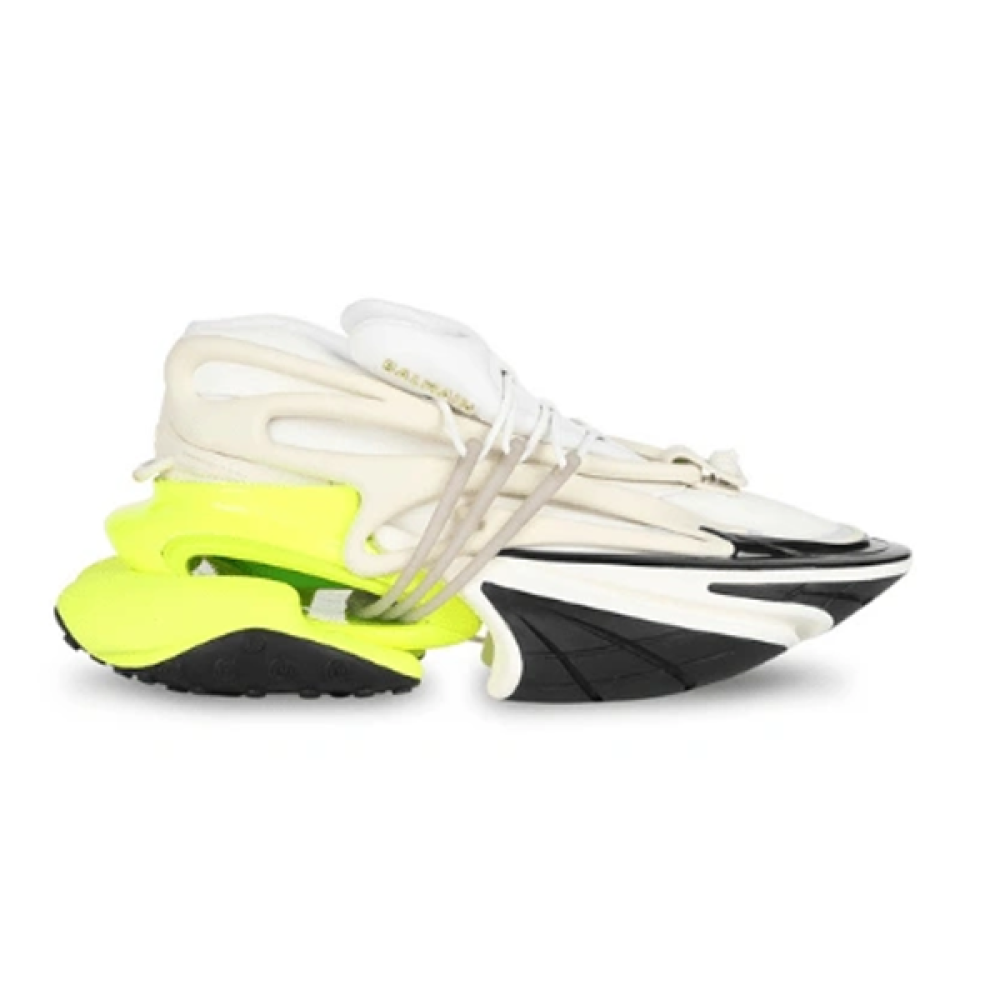 Balmain Unicorn Unisex Sneakers White Black Neon Green E-SEVEN STORE