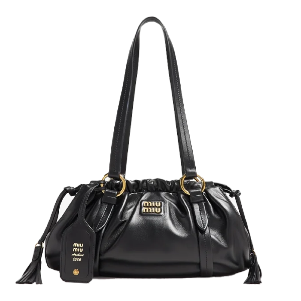 Miu Miu Joie nappa leather shoulder bag in black with the
