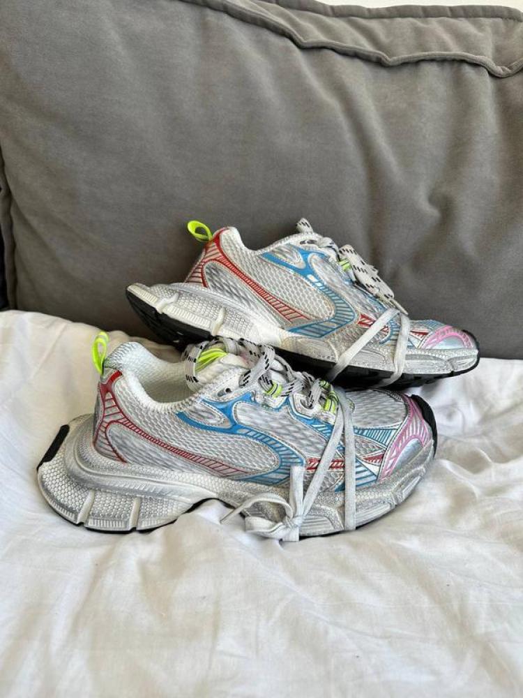 Balenciaga Men's 3XL Mesh Sneakers in Silver Red Blue - E