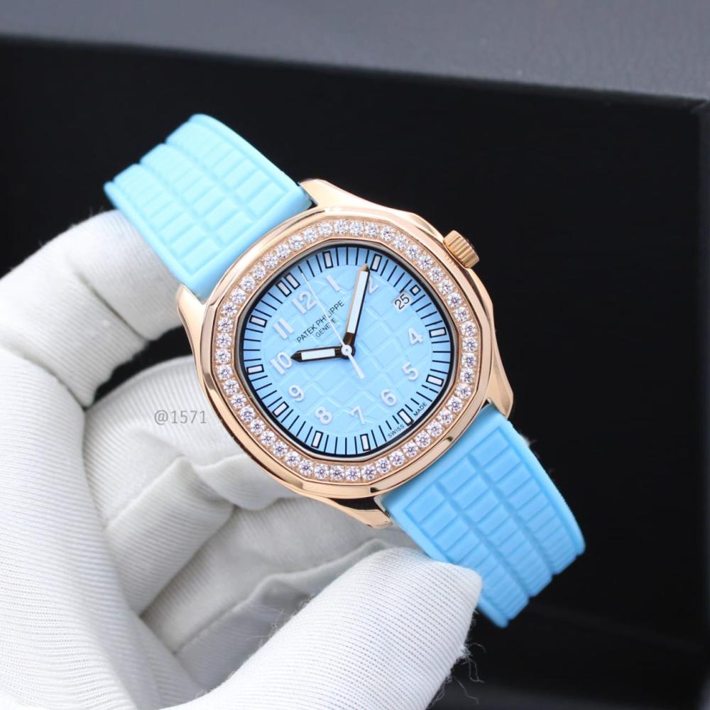 Patek Philippe Aquanaut Women's Watch, Sky Blue and Gold, Elegant