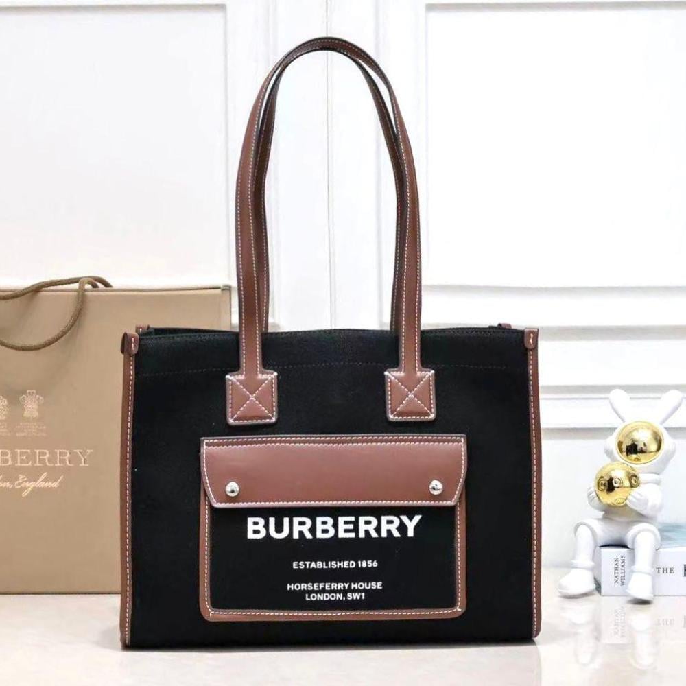 Burberry Horse Fairy Logo Tote Bag Brown and Black - E-SEVEN