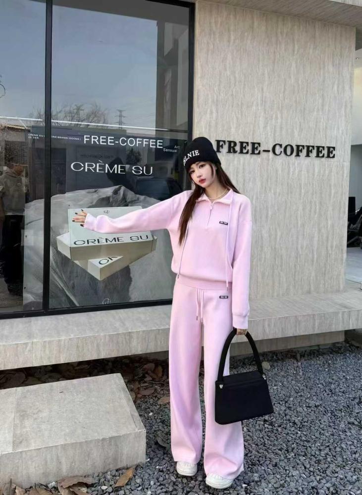 Miumiu Women's Daily Pajamas with Pants and Jacket, Pink - E