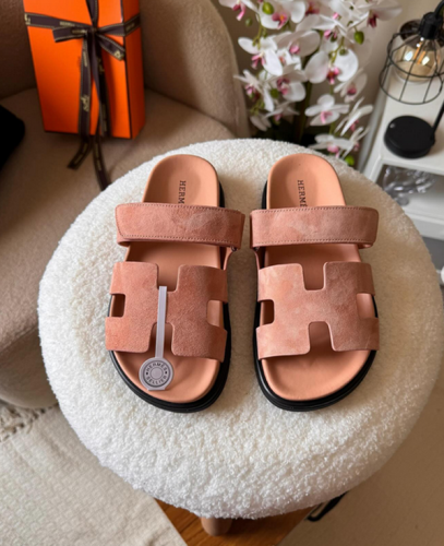 Hermes flat sandal, brown and beige - E-SEVEN STORE