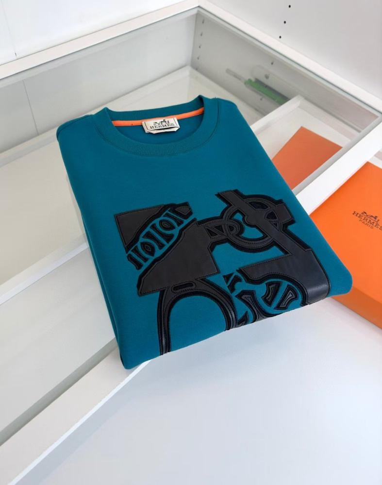 Hermes Men's Crew Neck Sweatshirt Winter Sweater Blue - E