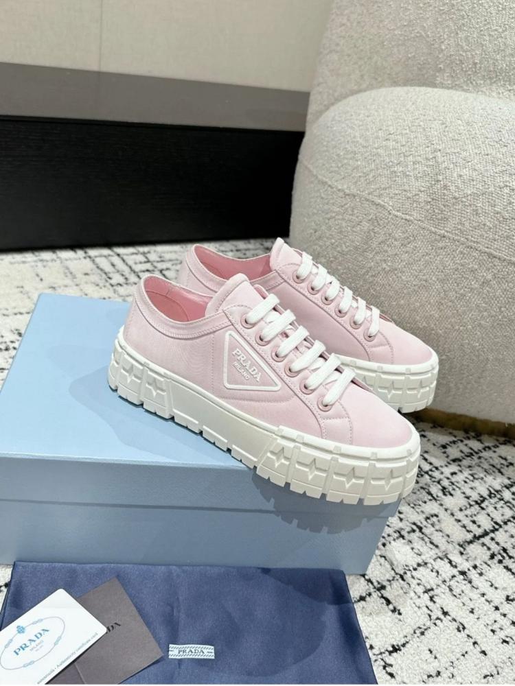 24PF new/PRADA ホイールハイトップスニーカー Sneakers Pink Prada Women's Baby Pink High Heel Sneakers - E-SEVEN STORE