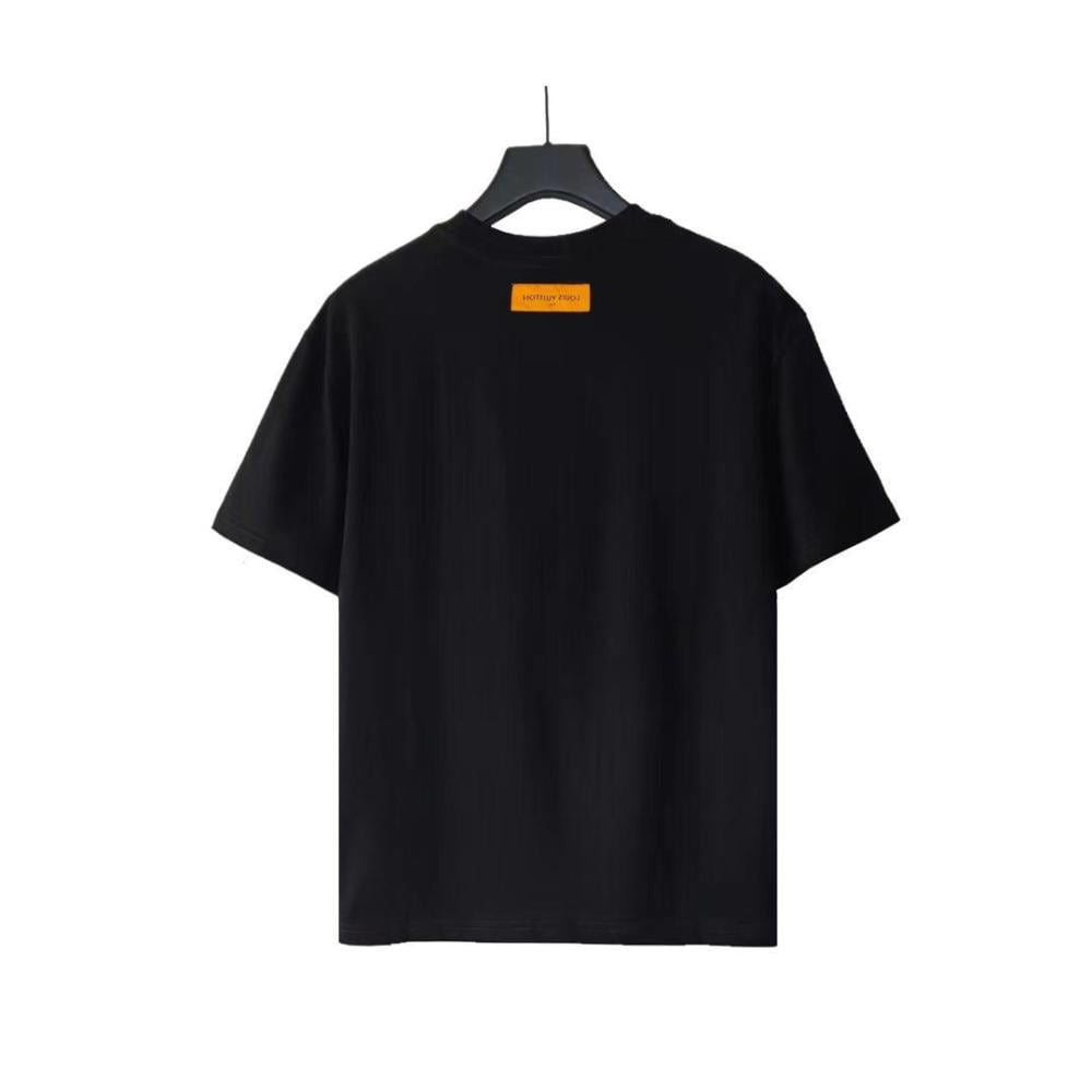 Louis Vuitton Short Sleeve Monogram Embroidered Black T-Shirt - E