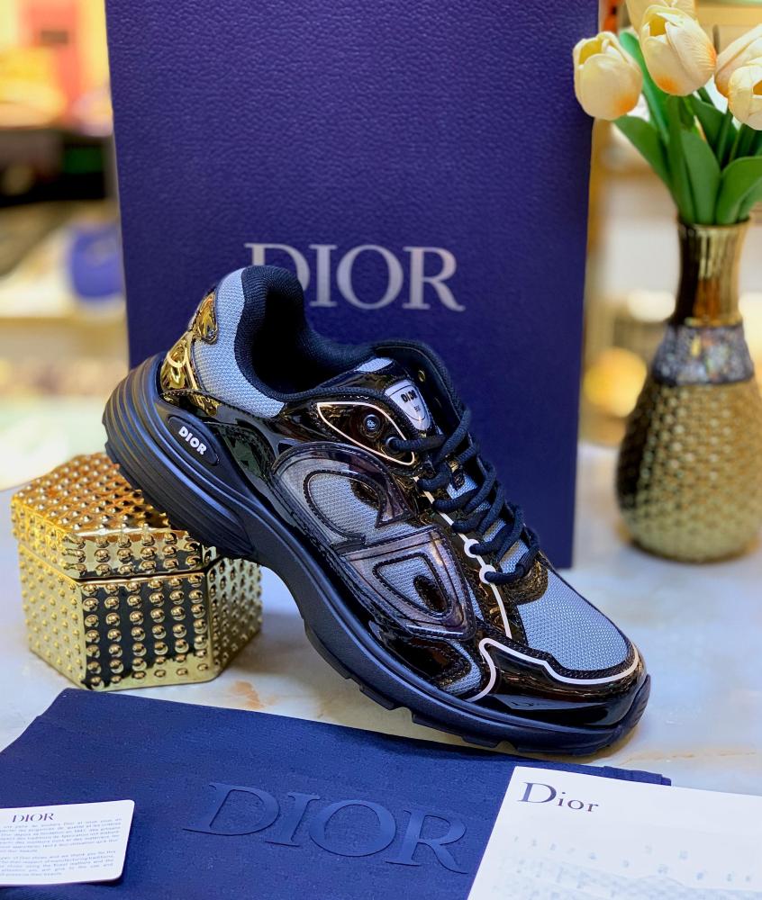 Dior B30 Men's Sneakers, Lace-Up Shoes, Glossy Blue and Black