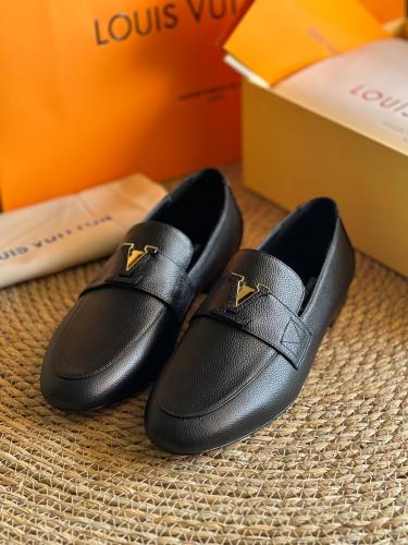 Louis Vuitton Capri Loafers Women's Slip-On Leather Shoes in Black
