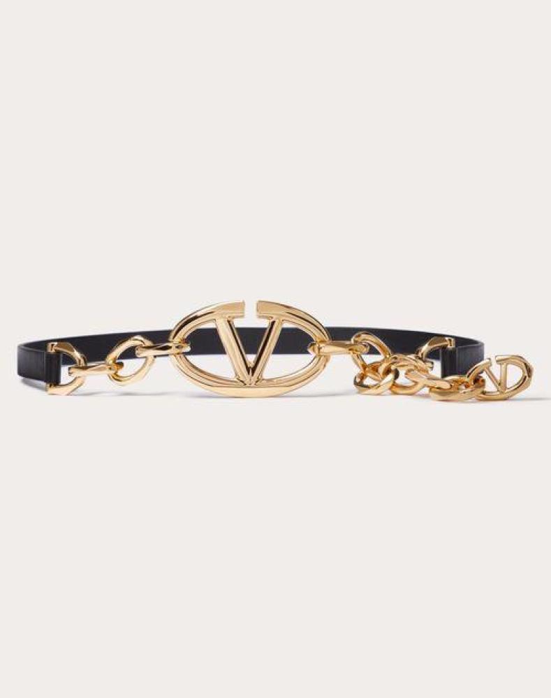 Valentino Black Gold Master Quality Leather Chain Waist Belt