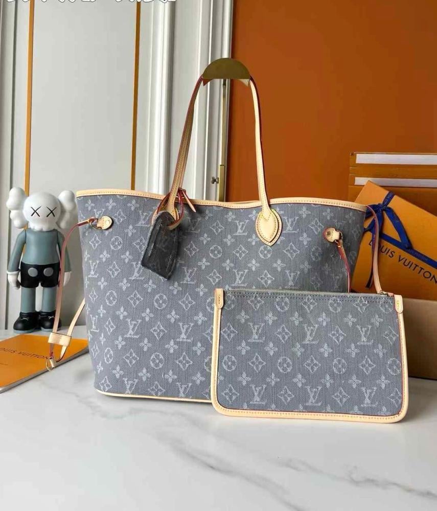 バッグ LOUIS VUITTON Louis Vuitton Neverfull MM Monogram Bag in Grey - E-SEVEN STORE