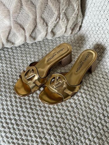 Louis Vuitton Isola Women's Strapless Sandal in Metallic Gold - E