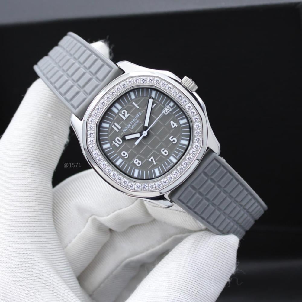 Elegant Patek Philippe Aquanaut watch, gray and silver