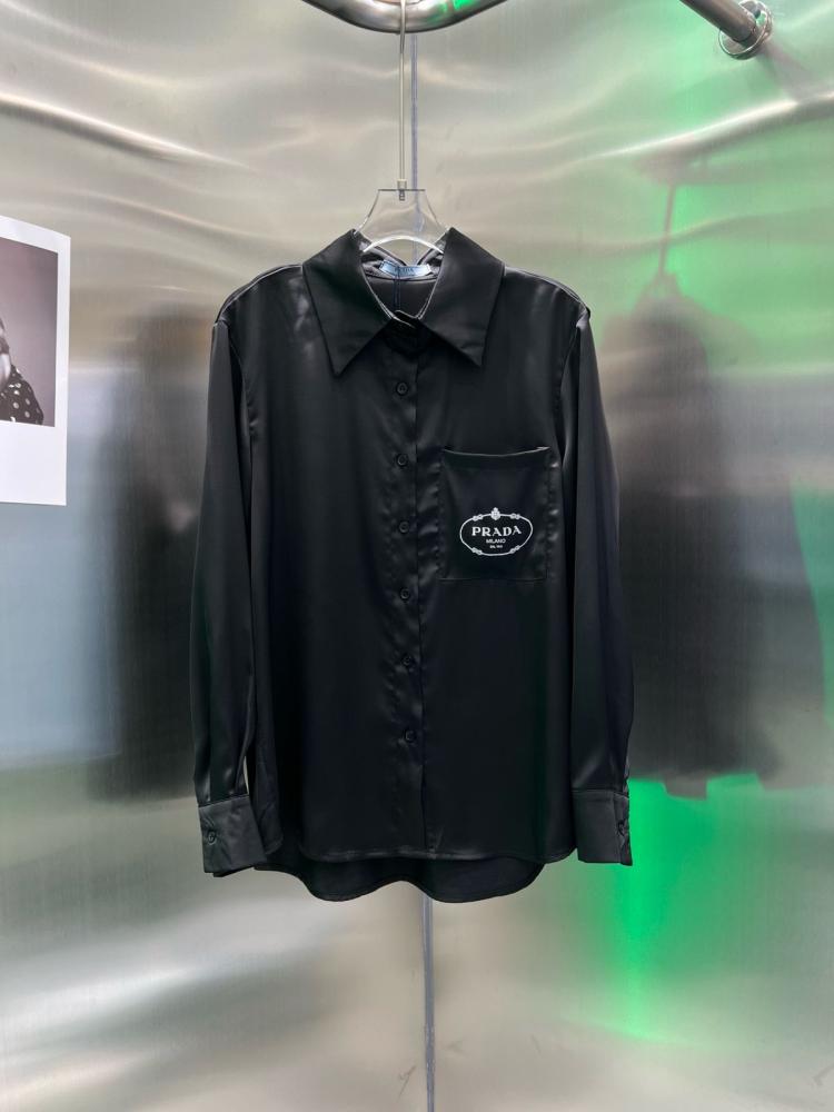 Prada Women's Long Sleeve Loose Shirt in Luxurious Black - E