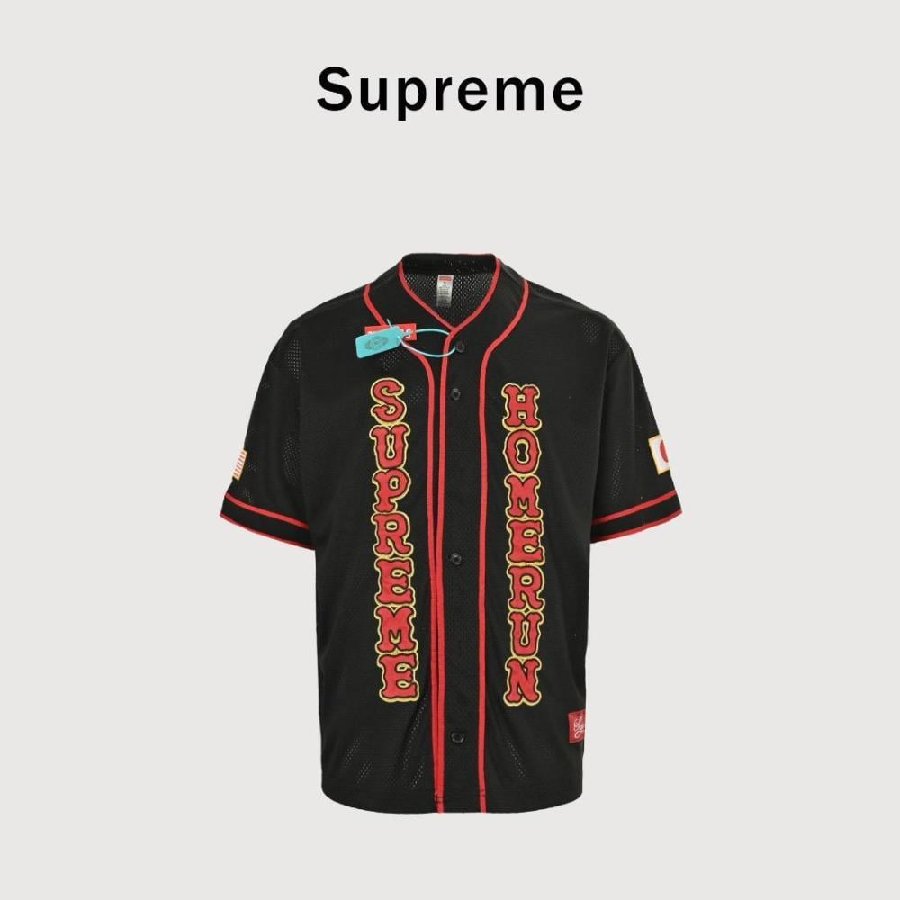 قميص بيسبول رياضي سوبرمي homerun لون أحمر وأسود