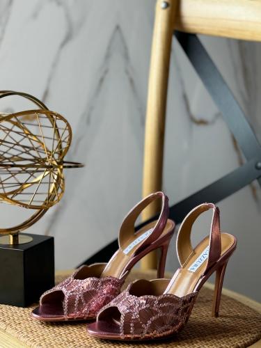 Aquazzura Ce Soir 75 Evening Sandal, Embroidered Stiletto Heel