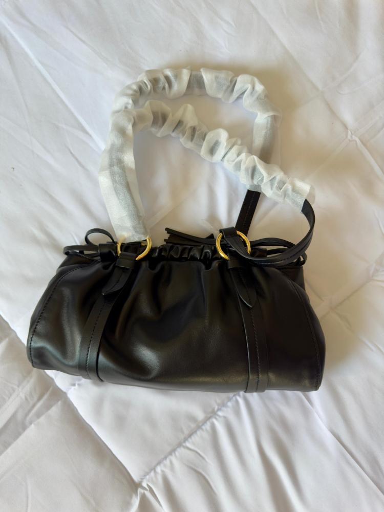 Miu Miu Joie nappa leather shoulder bag in black with the