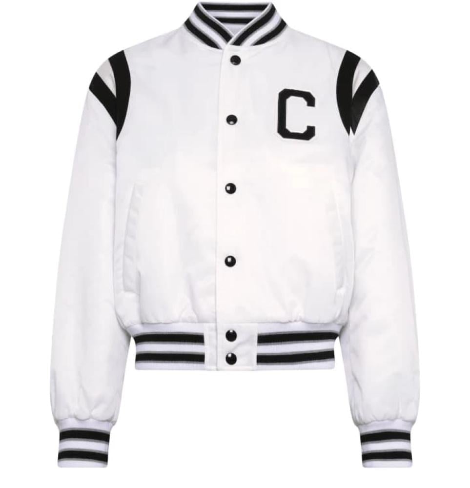 Celine Women's Short White Jacket with Black Sporty Details