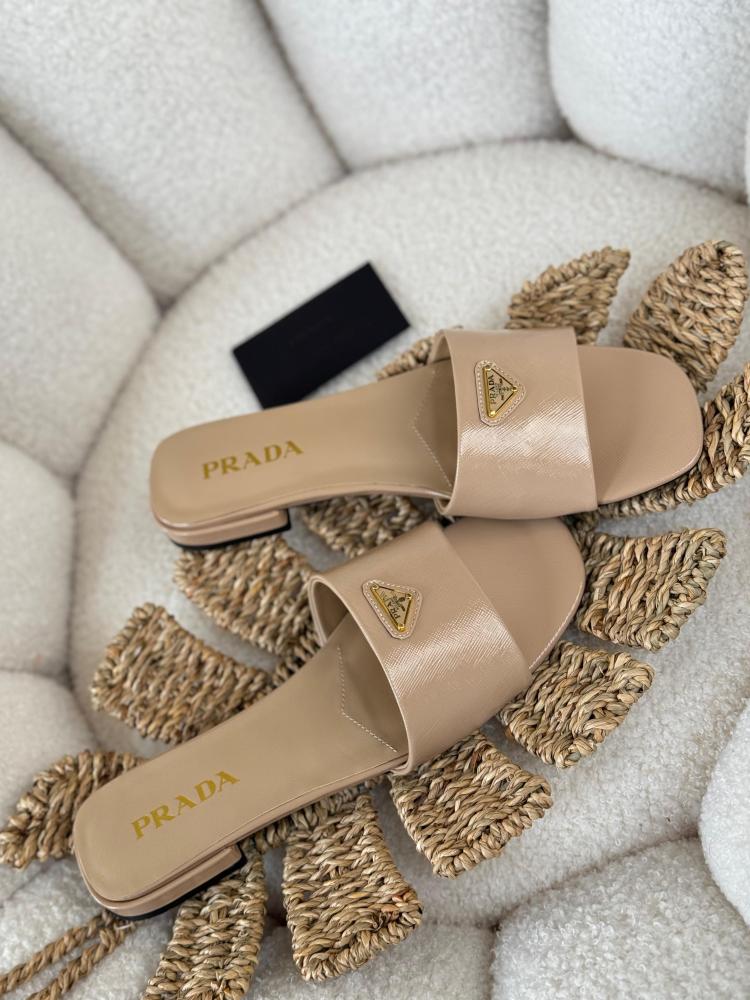 Prada Women's Slipper Flat Light Beige Sandal - E-SEVEN STORE