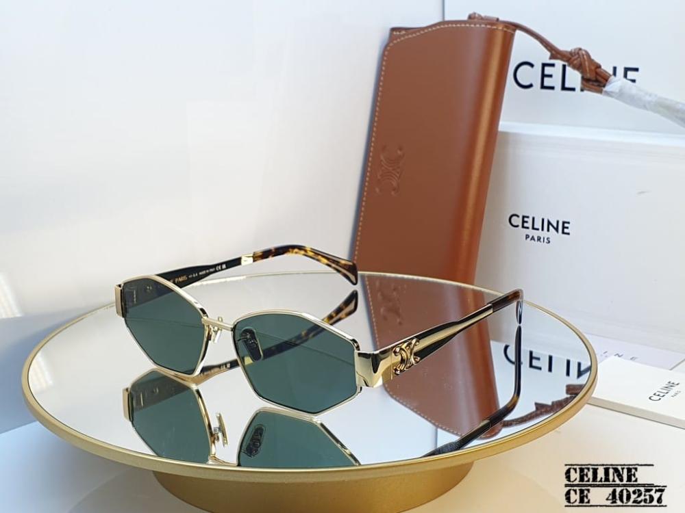 Celine Women's Sun Lenses, Green and Gold