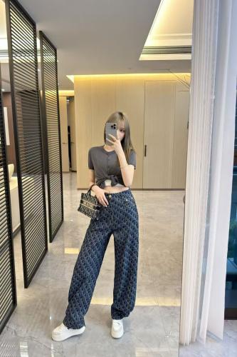 Dior Women's Oblique Black Relaxed Fit Trousers | ESEVEN STORE