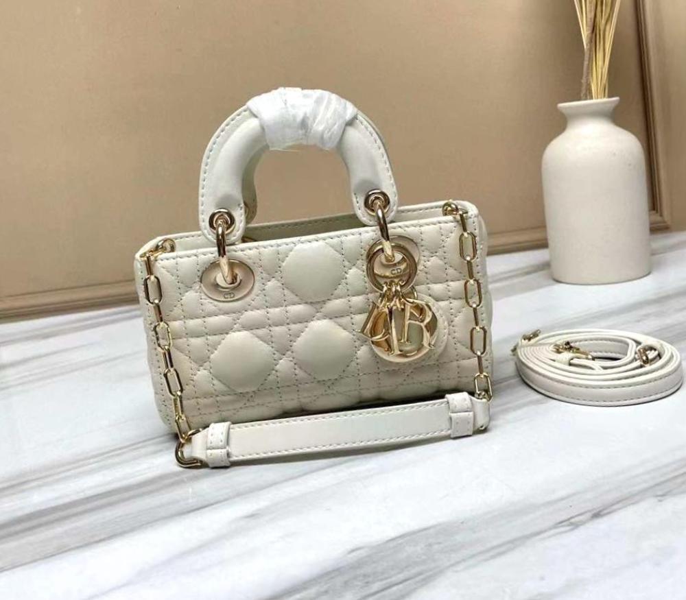 Dior D Joy Micro Shoulder Bag with Top Handles in White