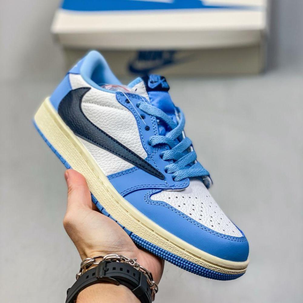 Nike Travis Scott x Air Jordan 1 Low White Blue Logo - E