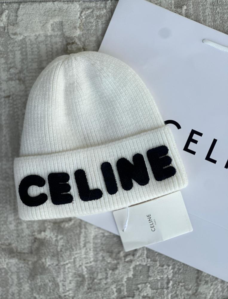 帽子 CELINE EMBROIDERED KNIT WOOL BEANIE CELINE/EMBROIDERED KNIT WOOL BEANIE Embroidered Knit Wool