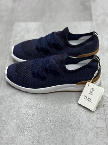 【値下げ】『未使用に近い』Brunello Cucinelli NAVY Brunello Cucinelli Men's Navy Sneakers - E-SEVEN STORE