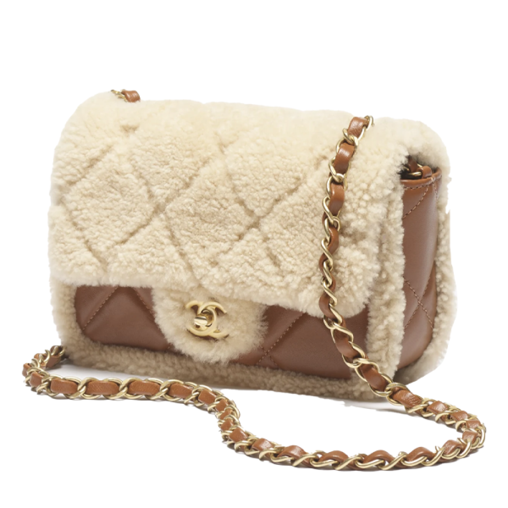Chanel Teddy Bear Women's Fashion Bag in Brown Fur and Leather