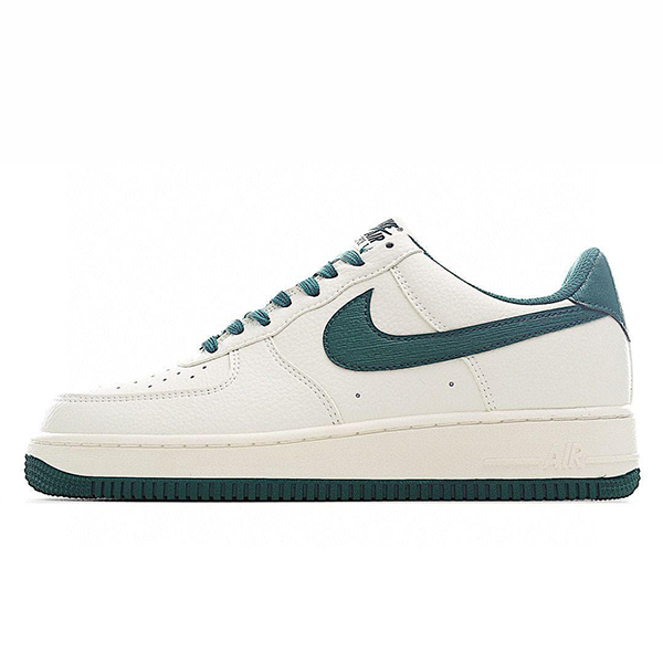 Nike Air Force 1 Men's Sports Sneakers White with Dark Green - E