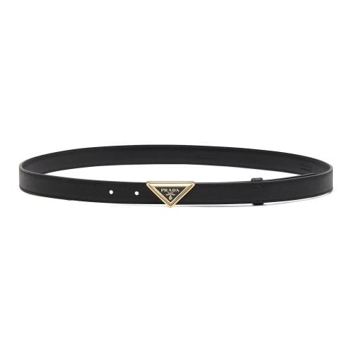 Prada Belt Women's Slim Belt in White Leather with Gold Buckle - E