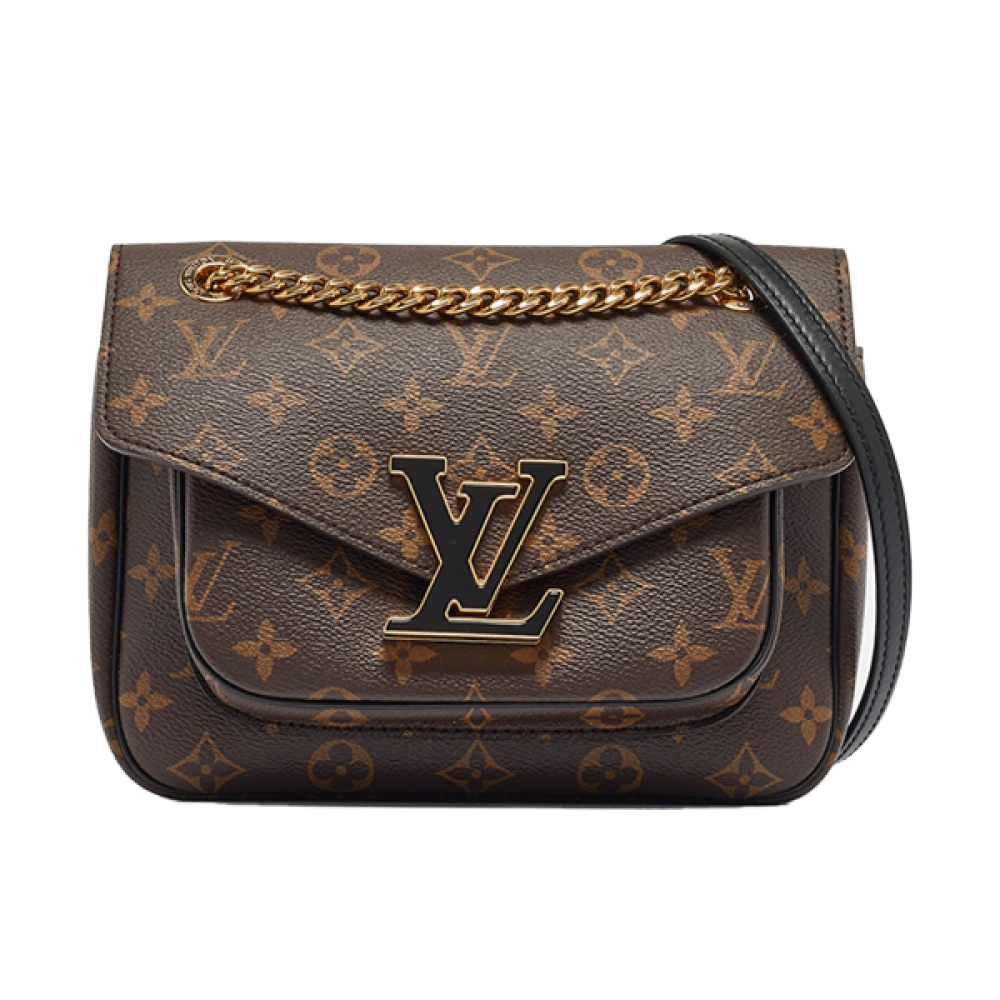 Louis Vuitton Basi Bag Monogram Flap Bag Long Handle Brown E