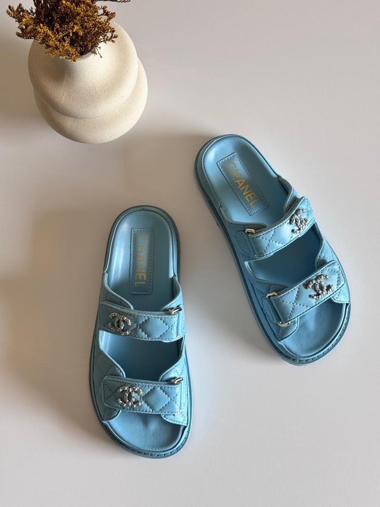 Chanel Slipper Women's Open Sandal in Blue E-SEVEN STORE