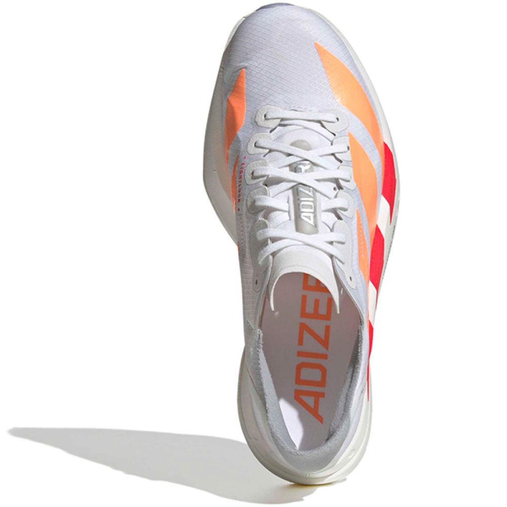 Adidas Adizero Adios Pro4 Running Shoes, White with Orange Green Stripes -  E-SEVEN STORE