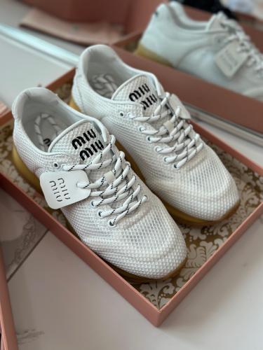 Miu Miu Women's White Lace-Up Sporty Sneakers - Practical