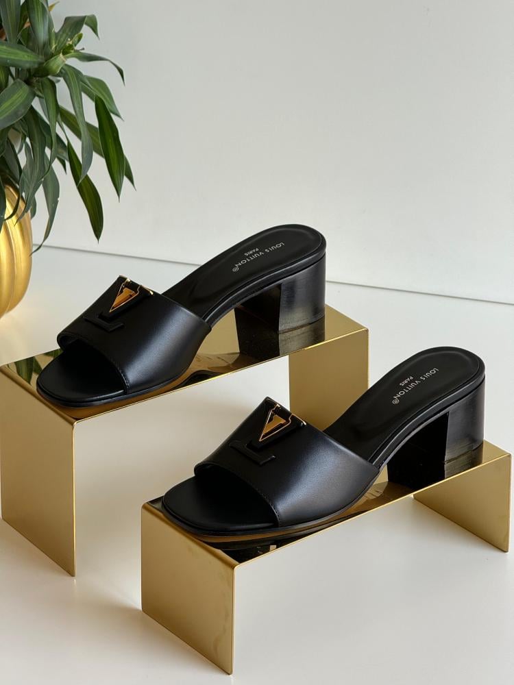 Louis Vuitton Capri Women's Comfort Heeled Sandal in Black - E