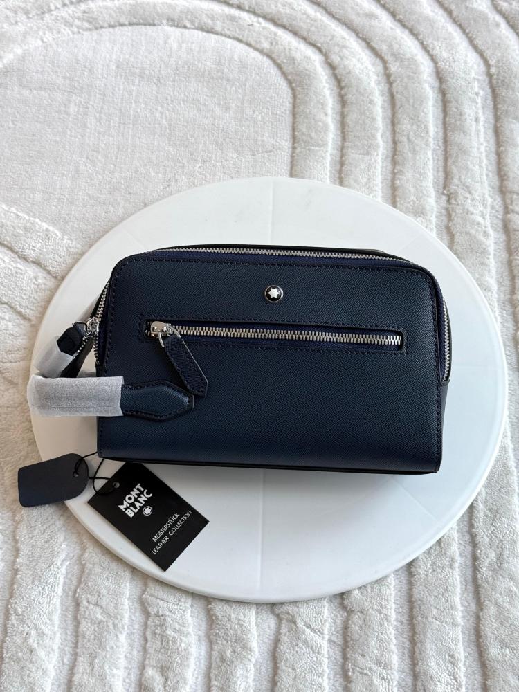 Montblanc Men's Navy Blue Zip Handbag