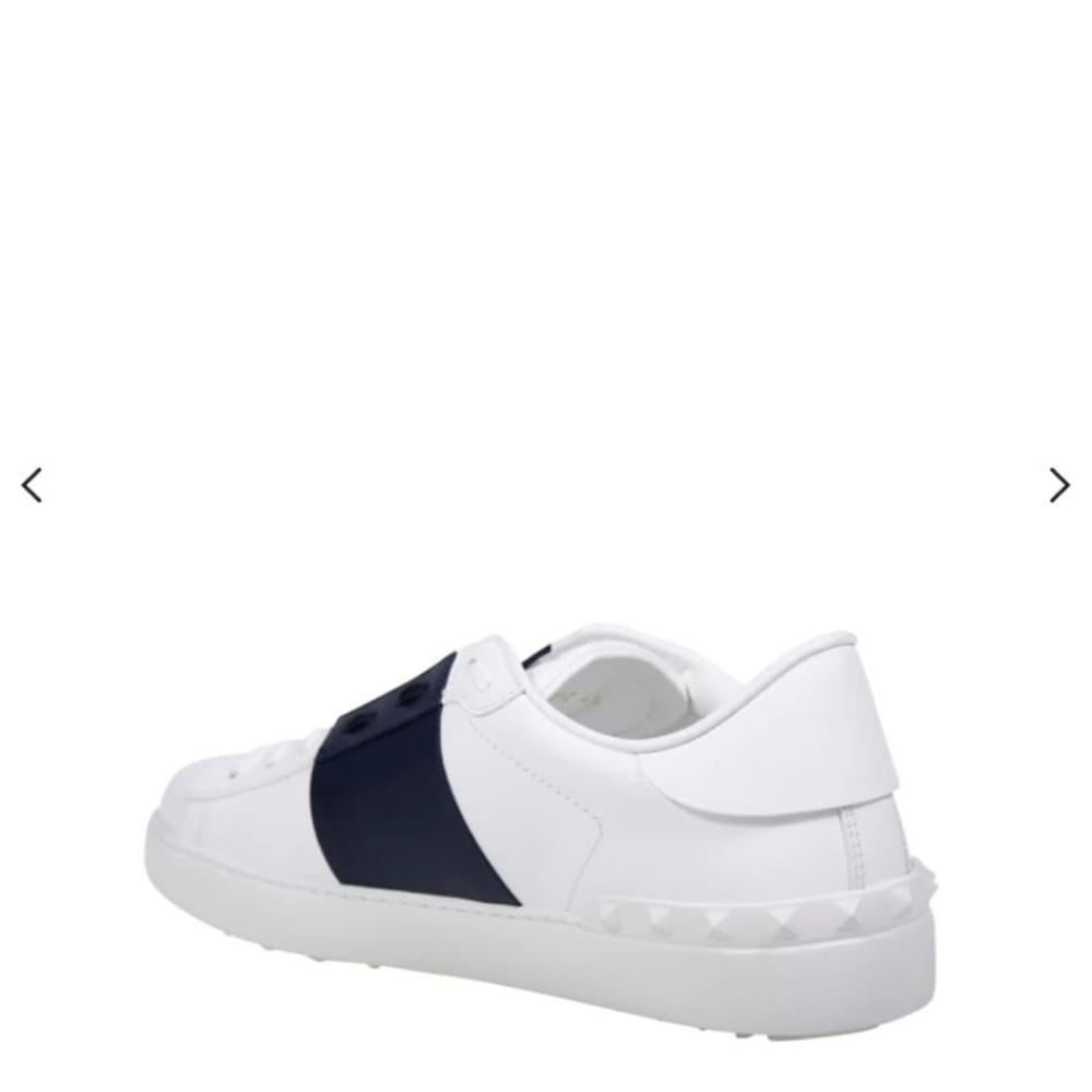 Valentino Men's Open Leather Sneakers in White and Black - E-SEVEN