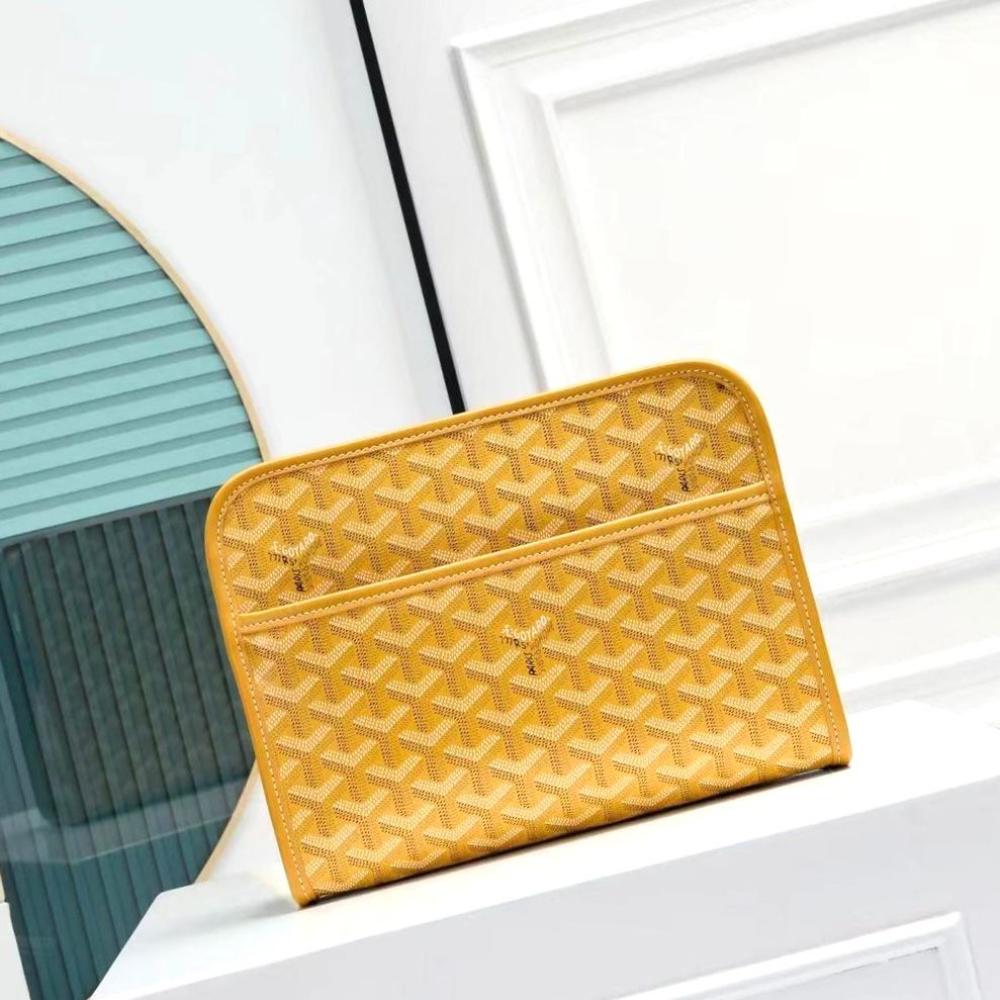 ルイ Goyard Men's Yellow Pouch Handbag with Brand Logo - E-SEVEN