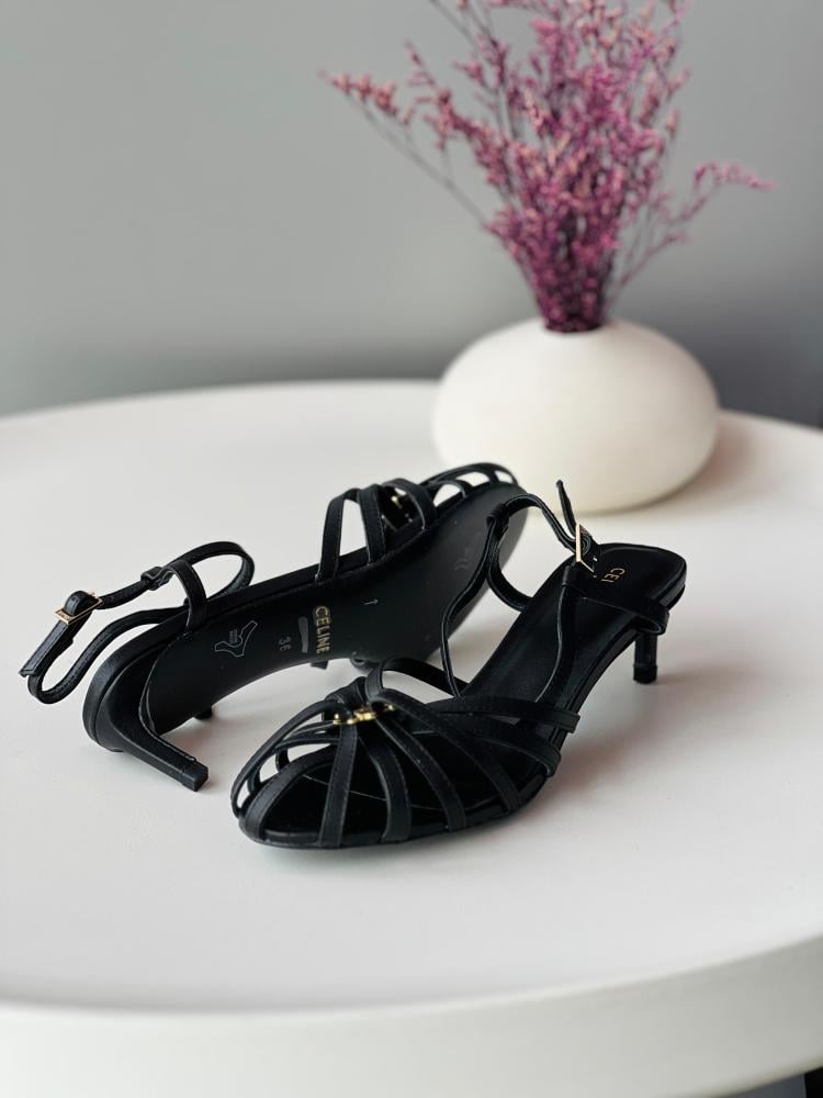 Celine Triumph Low Back Strap Sandal in Black