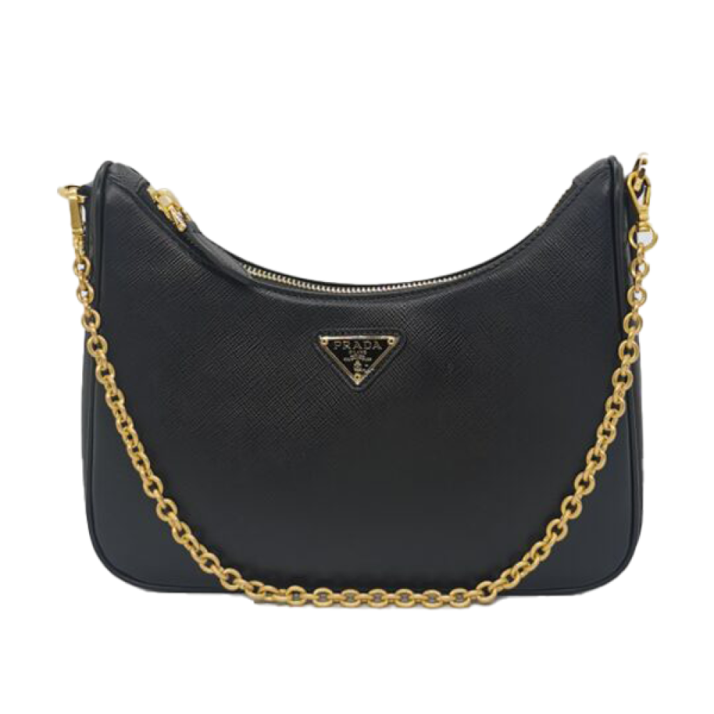 Prada Saffiano Re-Edition Chain Bag 23cm Black