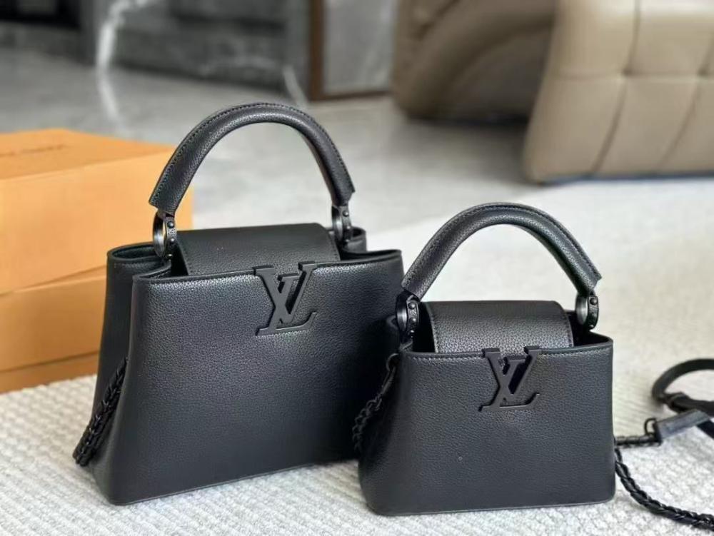 Louis Vuitton Capucine Women's Bag, Plain Black, Two Sizes