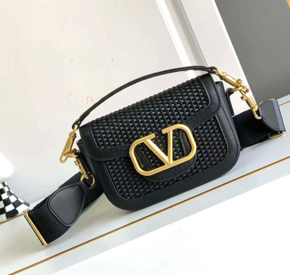 Valentino small bag for women, luxurious black leather and gold