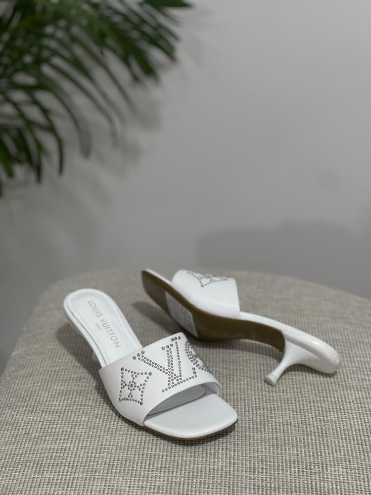 Louis Vuitton 6am White Rhinestone Heeled Sandal