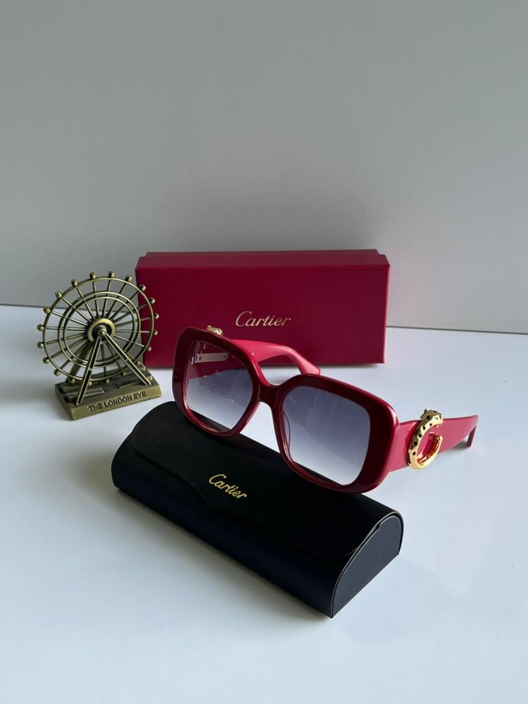 Cartier luxury square frame sunglasses in red - E-SEVEN STORE