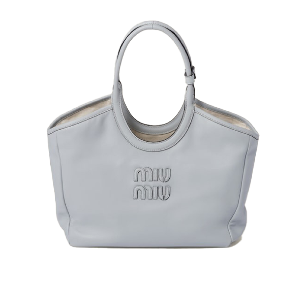 Mini Miu Miu Ivy 21cm Leather Top Handle Bag in Sky Blue