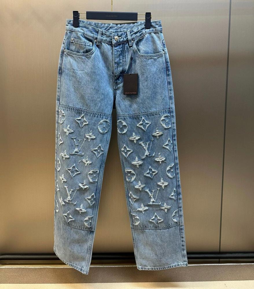 Louis Vuitton logo denim pants in blue