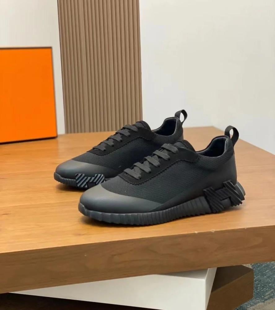 Hermes Bouncing Unisex Sneakers in Black Canvas - E-SEVEN STORE